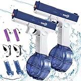 2 Pcs Wasserpistole Elektrisch, Wasserpistole Erwachsene, Automatische Wasserpistole mit Großer Kapazität, Distanz bis zu 8 M, Pool, Strandspielzeug
