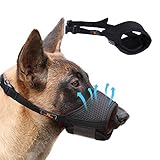 Homkeen Maulkorb für Hunde, weicher Maulkorb verhindert Beißen, Bellen und Kauen, mit verstellbarer Schlaufe, atmungsaktives Netzgewebe (XL, Schwarz)