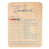 Bolvina Phase 10 Score Board - Phase Ten Scorecard und Rundentracker Phase 10 Karten Spiel Score Sheets Klassische Brett- und Kartenspiele