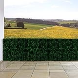 Mendler Balkonsichtschutz N77, Sichtschutz Windschutz Verkleidung für Balkon Terrasse Zaun - 500x100cm Blatt dunkel