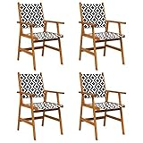 Gecheer 4 STK. Gartenstuhl Essstuhl Gartenstühle Terrassenstuhl Balkonstuhl Holzstuhl Massivholz Akazie 56 x 62 x 92 cm (B x T x H)