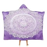 Lila Stechapfel Fleece-Kapuzendecke für Damen und Herren, weiche und warme, Böhmische Geometrie tragbare TV-Decke,Tragbar Ganzkörperdecke 150 × 200 cm
