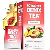 Total Tea Zero Coffein Tee Detox Tee - Ganz Natürlich - Kräutertee zur Sanften Reinigung Unterstützt die Leberregeneration, Körper entgiften, Entgiftungskur - 25 Teebeute Ingwer-Pfirsich