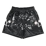 DIOTSR Herren Basketball-Shorts - Freizeit & Workout, mit Taschen & Kordelzug, Skyline-Schwarz, Mittel