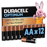 Duracell Optimum Batterien AA, 12 Stück, bis zu 200% zusätzliche Lebensdauer oder extra Power