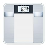 Beurer BG 13 Glas-Diagnosewaage mit großer LCD-Anzeige, misst Gewicht, Körperfett, Körperwasser, Muskelanteil und BMI