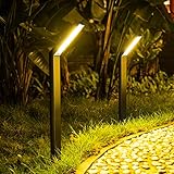 AGOTD Solarleuchte für Außen Garten, 2 Stück Solarlampen mit 3 Lichtmodi Wegeleuchten, IP55 Wasserdicht Solar Gartenleuchte für Garten, Deck, Rasen, Hof, Weg, Einfahrt