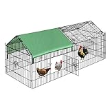 DEStar Hühnerstall mit wetterfester Abdeckung 181x75x75cm Kleintierkäfig aus Metall Freigehege Geflügelstall Kleintiergehege zusammenklappbar für Hühner Ente Kaninchen Katzen Laufstall