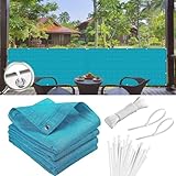 Balkon Sichtschutz Seitlich 50 x 1000 cm mit Ösen Kabelbinder Meterware, Sonnenschutz Atmungsaktiv Sichtschutz, Pflegeleichtes Balkonfächer Balkon Sichtschutz für Balkon, Blau