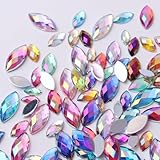 MSLSOZ Bunte Strasssteine mit flacher Rückseite: 900 Stück, Harz, Tropfen- & Rundform, Mischung aus 4 Größen (8-15 mm), 6 mm & 5 mm, für verschiedene Bastelbedürfnisse