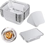Veraing 40 Stück Aluschalen Grillschalen Aluminiumschalen, Einweg Aluschalen mit Deckel Einweg-Backform Lebensmittelbehälter für Kochen Rösten Backen (260ml)