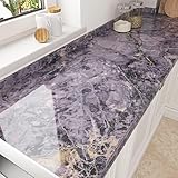 HotDecor Glänzende Möbelfolie Marmor Tapete Lila Küchenfolie Selbstklebend Marmor Folie Arbeitsplatte Küche Lila Klebefolie Möbel Waschbare Küchentapeten Folie Küchenschränke Wand Tapeten 40cmx200cm