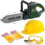 Kinder Werkzeuge Set mit Kettensäge Kinderwerkzeug Kinder ab 3 Jahre, Motorsäge Kinder Bauhelm Arbeitshandschuhe Schutzbrille, Gartenspielzeug Kinder Geschenke Für Kinder 3 4 5 6 Jahren Jungen Mädchen