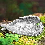 Katze Hund Engel Gartendeko Figuren, Tierstatue Hund Katzenengel Figur Gartenstatue, Haustier Denkmal Grab Marker Tribut Statue, Deko Gedenken Tier Garten Statue, Tier Garten Hund Katze Statue