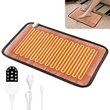 Heizmatte Füße, TGKYK 30 * 50 cm Beheizbare Fußmatte mit 10 Heizstufen und 3 Timern, Kohlenstoffkristall Heizmatte Fußboden, Fußwärmer, Elektrischer Heizteppich für Zuhause und Büro (Holzmaserung)