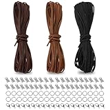 Lederschnur für Schmuckherstellung, 3 Rollen, 10 m x 3 mm, Lederschnüren, Flechtschnur, Spitze, Wildlederschnur für Halsketten, Armbänder, DIY Handwerk (drei Farben)