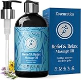 Essencetics Massageöl für Muskelschmerzen für den Körper (8 oz) - Beruhigt Muskeln & Gelenke mit Arnika, Lavendel & Rosmarin ätherischen Ölen - Entspannendes Massageöl für die Massage-Therapie