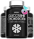 Glucosamin Chondroitin Hochdosiert - Glucosamin Komplex mit Chondroitin, MSM, Vitamin C – 120 Kapseln – Gelenkpflege-Kombination zur Unterstützung der Kollagenbildung & Knorpelfunktion - Laborgeprüft