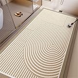 Surwin Duschmatte rutschfest, Mode Geometrisch Weich Komfort Duschmatten, Waschbar PVC-Luffa Badewannenmatte, Pflegeleicht Schnell Trocknend rutschfeste Fußmatte (Khaki,40X60cm)