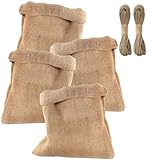 NIEEKRUN 4 Stück Große Jutesäcke, Universaler Jutebeutel, Jute Pflanzenschutzsack mit Kordelzug, Winterabdeckung für Pflanzen, Leinensack Aufbewahrungstasche für Kartoffeln, Nüsse