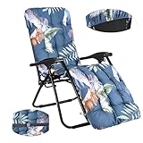 Smgbway Liegenauflage, Auflage Gartenliege, Hochlehner Auflage, Schwungliege,8cm Extra Dicke Gartenstuhl Sitzauflagen mit Krawatte, Auflagen für Deckchair, Urlaub, Innen, Außen, Sonnenliege (D)
