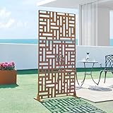 casa.pro Trennwand Bernalda Raumteiler 180 x 90 cm Balkonsichtschutz Outdoor Indoor Raumtrenner Terrasse Garten Stahl Paravent freistehend Edelrost