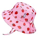 Jan & Jul Kinder Fischerhut für Mädchen, Wasserabweisender Sonnenhut (L: 2-5 Jahre, Rosa Erdbeere)