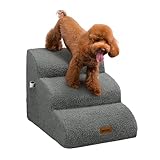Deconovo Hundetreppe für Kleine Hunde 3 Stufen, Haustiertreppe mit Abnehmbarem Waschbarem Bezug rutschfeste Katzentreppe für Sofa Bett, Hunderampe mit Gelenkproblemen, 57x40x40 cm, Dunkelgrau