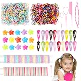 2165 Stück Haargummis Mädchen Set, Multicolor Mädchen Haarschmuck, Kinder Haarschmuck Enthalten Flechtwerkzeug Mini Haarclip Haarseile Gummibänder für Klein Mädchen