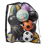 OrgaWise Ballnetz für 10-15 Bälle,Ballsack mit Rutschfesten Schultergurten und Taschen,Ball Aufbewahrung,Balltasche,Fußballnetz,Ball Netz,Fussballnetze für Bälle (Taschenlos, 27”x36”/70x90cm)
