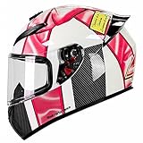 Integralhelm Mit Sonnenblende, Integralhelm Für Damen Und Herren, Motorrad Helm Vollvisierhelm Mopedhelm ECE/DOT, Geeignet Für Alle Jahreszeiten G,M(57-58CM)