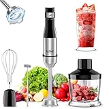 YASHE Pürierstab, 5-in-1 Stabmixer Elektrischer, 1000 W Pürierstab Edelstahl, stufenlose Geschwindigkeitsregelung, inkl. Schneebesen, Messbecher – ideal für Babynahrung, Soßen und Suppen