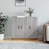 MOBCANT Sideboard, Aufbewahrungsschrank Barschrank Anrichte Vitrinenschrank Geeignet für Wohnbereich Küche Korridor Schlafzimmer Grau Sonoma 90x34x80 cm Holzwerkstoff