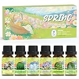 SoulOrigin Frühling Ätherisches Öle Set, Duftöl Set für Öl Diffuser, Duftöle für Seifenkerze Herstellung 6x10ml Freesia, frisches Gras schneiden, Jasmin, Boden nach Regen und frische grüne Weide