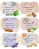 O Naturals 6 Stück festes Duschgel Naturkosmetik Vegane feuchtigkeitsspendende Körperwaschseife Seifenriegel therapeutischen ätherischen Ölen Gesicht Körper & Hände 678g - Geschenk Set zum Muttertag