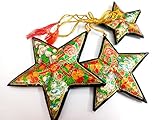 Exklusive globale dekorative Weihnachtsdekoration, 3 Papiermaché-Sterne, handbemalt, 75 g, Heimdekoration