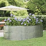 Rantry Hochbeet Silbern 212x140x68 cm Pulverbeschichteter Stahl Blumenkasten Blumenkübel Gartenbeet Pflanzbeet Gemüsebeet Frühbeet Pflanzkübel Pflanzkasten Blumenbeet
