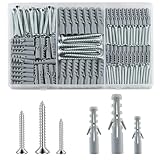 230 Stk Schrauben und Dübel Set (115 x Schlagdübel, 115 x Gipskarton Schrauben), Mauerwerksziegel Betonwand Selbstbohrende Schrauben und Gipskartondübel Ankerbolzen, M3,5/M4/M5/M6/M8
