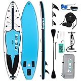 FunWater Aufblasbares Stand Up Paddle Board Surfbrett SUP Komplettes Paddleboard Zubehör Verstellbares Paddel, Pumpe,Reiserucksack, Leine, wasserdichte Tasche, Erwachsene Paddelboard