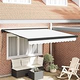QJBSAVVA Einziehbare Gelenkarmmarkise 350x250 cm Weiß aus robustem Stoff und Metall modernes Design Langlebig Sonnenschutz Terrasse Balkon Garten