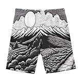 Mädchen-Fahrradhose aus Baumwolle für den Sommer, schwarz-weiß, Zeichnung der Berge, Kinder-Tanz-Cartwheel Shorts, 4T, Schwarz-weiße Zeichnung der Berge, 140