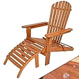 Casaria® Sonnenliege Holz Wetterfest Klappbar 160kg Belastbarkeit Fußstütze Armlehnen Garten Balkon Terrasse Holzstuhl Liege Ergonomisch Adirondack