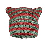 Slouch Wintermütze Unisex Wintermütze mit Katzenohren, warme Grobstrickmützen, weiche, Dehnbare, Dicke, niedliche Strickmütze für kaltes Wetter Mütze Schwarz Herren