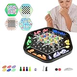 Brettspiel mit Schlangenleiter, Schachspiel | 4-in-1-Brettspiele für einen Familienabend | Puzzle-Brettspiele mit Kette, Schlange, Schach und