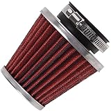 Evermotor Universal Doppelschicht Stahl Filter Luftfilter Rot 34mm 35mm 36mm für Motorrad Scooter ATV Moped Roller