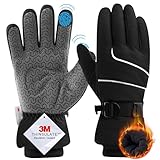 CAOZITOU Winterhandschuhe Herren Damen,3M Thinsulate Skihandschuhe Wasserdicht Warme Touchscreen Handschuhe fur Skifahren Wandern Radfahren,Motorradfahren(Schwarz,M