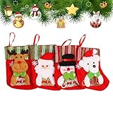 4 Stück Weihnachten Socken, Weihnachtssocken Kamin, Weihnachten Strumpf Beutel, Christmas Stocking, Nikolausstiefel zum Befüllen, Geschenktüten Weihnachten für Kamin Weihnachtsbaum Wand Treppe