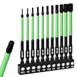 11 Stück Hex Sechskant Schraubendreher 100mm Lang Bits Set 1/4' S2 Schlagschrauber Bitsatz für Akkuschrauber Magnetische Hexagon Innensechskant Schraubendreher H1,5/2/2,5/3/3,5/4/5/6/7/8