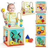 TOP BRIGHT Holz-Formsortierer, Aktivitätswürfel, Spielzeug für 1 Jahr altes Baby – Geschenk zum 1. Geburtstag für Mädchen und Jungen, ab 12 Monaten