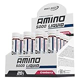Best Body Nutrition Amino Liquid 5000 Ampullen, Cranberry, hochwertiges Protein in der praktischen Ampulle, Aminosäuren, 500 ml (20 X 25ml )